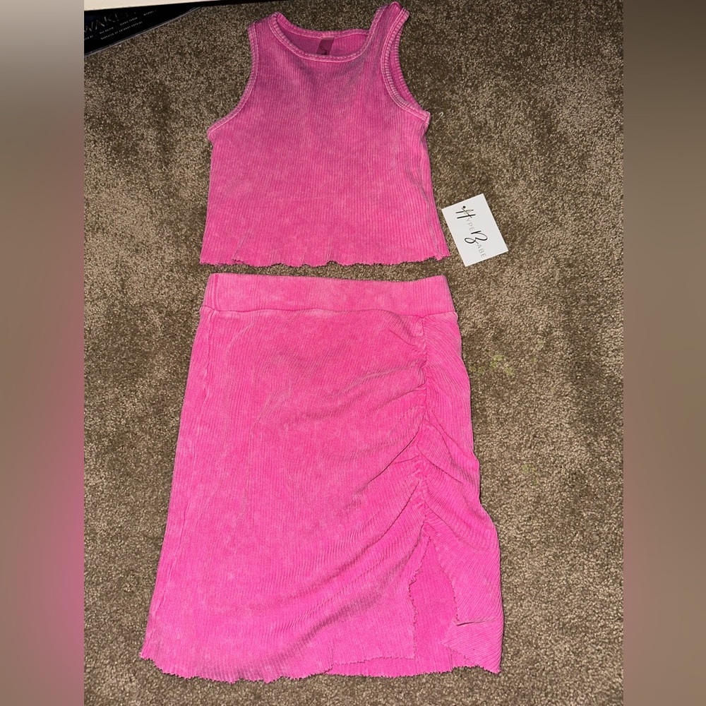 Pink Mini Skirt Matching Set